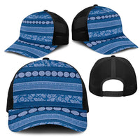 Fiji Marau na Kerisimasi Mesh Trucker Cap Blue Tapa Masi Inspired Christmas - Polynesian Pride