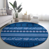 Fiji Marau na Kerisimasi Round Carpet Blue Tapa Masi Inspired Christmas - Polynesian Pride