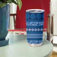 Fiji Marau na Kerisimasi Tumbler Cup Blue Tapa Masi Inspired Christmas - Polynesian Pride