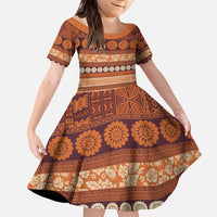 Fiji Marau na Kerisimasi Family Matching Mermaid Dress and Hawaiian Shirt Gold Tapa Masi Inspired Christmas LT9 Daughter's Dress Gold - Polynesian Pride
