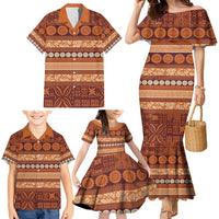 Fiji Marau na Kerisimasi Family Matching Mermaid Dress and Hawaiian Shirt Gold Tapa Masi Inspired Christmas LT9 - Polynesian Pride