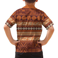 Fiji Marau na Kerisimasi Family Matching Off The Shoulder Long Sleeve Dress and Hawaiian Shirt Gold Tapa Masi Inspired Christmas LT9 - Polynesian Pride