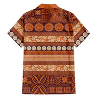 Fiji Marau na Kerisimasi Family Matching Off Shoulder Short Dress and Hawaiian Shirt Gold Tapa Masi Inspired Christmas LT9 - Polynesian Pride
