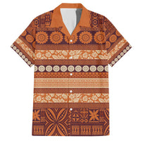 Fiji Marau na Kerisimasi Family Matching Short Sleeve Bodycon Dress and Hawaiian Shirt Gold Tapa Masi Inspired Christmas LT9 Dad's Shirt - Short Sleeve Gold - Polynesian Pride