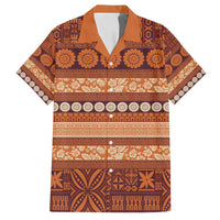 Fiji Marau na Kerisimasi Family Matching Tank Maxi Dress and Hawaiian Shirt Gold Tapa Masi Inspired Christmas LT9 Dad's Shirt - Short Sleeve Gold - Polynesian Pride
