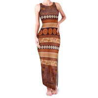 Fiji Marau na Kerisimasi Family Matching Tank Maxi Dress and Hawaiian Shirt Gold Tapa Masi Inspired Christmas LT9 Mom's Dress Gold - Polynesian Pride