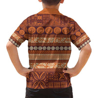 Fiji Marau na Kerisimasi Kid Hawaiian Shirt Gold Tapa Masi Inspired Christmas - Polynesian Pride