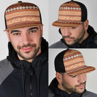 Fiji Marau na Kerisimasi Mesh Trucker Cap Gold Tapa Masi Inspired Christmas - Polynesian Pride