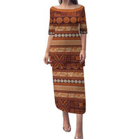 Fiji Marau na Kerisimasi Puletasi Gold Tapa Masi Inspired Christmas - Polynesian Pride