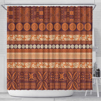 Fiji Marau na Kerisimasi Shower Curtain Gold Tapa Masi Inspired Christmas - Polynesian Pride