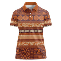 Fiji Marau na Kerisimasi Women Polo Shirt Gold Tapa Masi Inspired Christmas LT9 Female Gold - Polynesian Pride