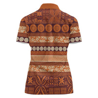 Fiji Marau na Kerisimasi Women Polo Shirt Gold Tapa Masi Inspired Christmas LT9 - Polynesian Pride