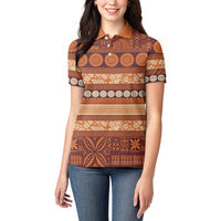 Fiji Marau na Kerisimasi Women Polo Shirt Gold Tapa Masi Inspired Christmas LT9 - Polynesian Pride