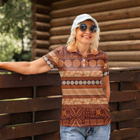 Fiji Marau na Kerisimasi Women Polo Shirt Gold Tapa Masi Inspired Christmas LT9 - Polynesian Pride
