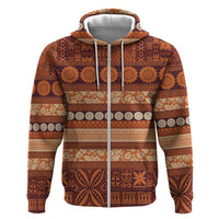 Fiji Marau na Kerisimasi Zip Hoodie Gold Tapa Masi Inspired Christmas - Polynesian Pride