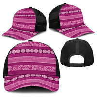 Fiji Marau na Kerisimasi Baseball Net Cap Pink Tapa Masi Inspired Christmas - Polynesian Pride