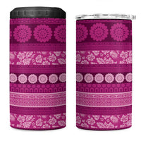 Fiji Marau na Kerisimasi 4 in 1 Can Cooler Tumbler Pink Tapa Masi Inspired Christmas - Polynesian Pride