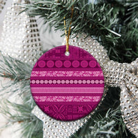Fiji Marau na Kerisimasi Ceramic Ornament Pink Tapa Masi Inspired Christmas - Polynesian Pride