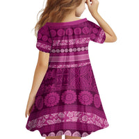 Fiji Marau na Kerisimasi Family Matching Off Shoulder Short Dress and Hawaiian Shirt Pink Tapa Masi Inspired Christmas LT9 - Polynesian Pride