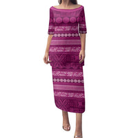 Fiji Marau na Kerisimasi Family Matching Puletasi and Hawaiian Shirt Pink Tapa Masi Inspired Christmas LT9 Mom's Dress Pink - Polynesian Pride