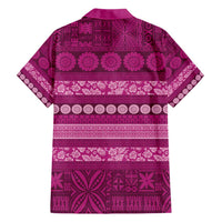 Fiji Marau na Kerisimasi Family Matching Short Sleeve Bodycon Dress and Hawaiian Shirt Pink Tapa Masi Inspired Christmas LT9 - Polynesian Pride