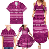 Fiji Marau na Kerisimasi Family Matching Summer Maxi Dress and Hawaiian Shirt Pink Tapa Masi Inspired Christmas LT9 - Polynesian Pride