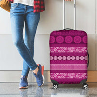 Fiji Marau na Kerisimasi Luggage Cover Pink Tapa Masi Inspired Christmas - Polynesian Pride