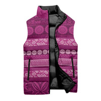 Fiji Marau na Kerisimasi Sleeveless Puffer Jacket Pink Tapa Masi Inspired Christmas - Polynesian Pride
