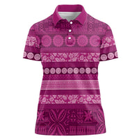 Fiji Marau na Kerisimasi Women Polo Shirt Pink Tapa Masi Inspired Christmas LT9 Female Pink - Polynesian Pride
