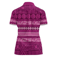 Fiji Marau na Kerisimasi Women Polo Shirt Pink Tapa Masi Inspired Christmas LT9 - Polynesian Pride