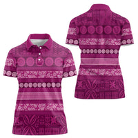 Fiji Marau na Kerisimasi Women Polo Shirt Pink Tapa Masi Inspired Christmas LT9 - Polynesian Pride
