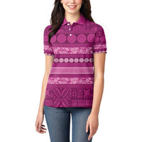 Fiji Marau na Kerisimasi Women Polo Shirt Pink Tapa Masi Inspired Christmas LT9 - Polynesian Pride