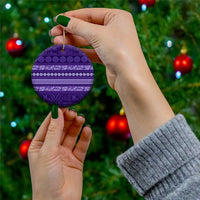 Fiji Marau na Kerisimasi Ceramic Ornament Purple Tapa Masi Inspired Christmas - Polynesian Pride