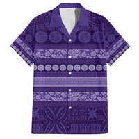 Fiji Marau na Kerisimasi Family Matching Long Sleeve Bodycon Dress and Hawaiian Shirt Purple Tapa Masi Inspired Christmas LT9 Dad's Shirt - Short Sleeve Purple - Polynesian Pride
