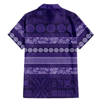 Fiji Marau na Kerisimasi Family Matching Long Sleeve Bodycon Dress and Hawaiian Shirt Purple Tapa Masi Inspired Christmas LT9 - Polynesian Pride