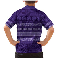 Fiji Marau na Kerisimasi Family Matching Mermaid Dress and Hawaiian Shirt Purple Tapa Masi Inspired Christmas LT9 - Polynesian Pride