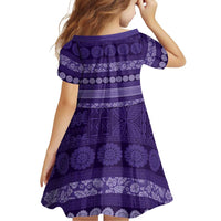 Fiji Marau na Kerisimasi Family Matching Mermaid Dress and Hawaiian Shirt Purple Tapa Masi Inspired Christmas LT9 - Polynesian Pride