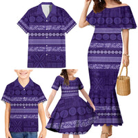 Fiji Marau na Kerisimasi Family Matching Mermaid Dress and Hawaiian Shirt Purple Tapa Masi Inspired Christmas LT9 - Polynesian Pride