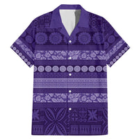 Fiji Marau na Kerisimasi Family Matching Mermaid Dress and Hawaiian Shirt Purple Tapa Masi Inspired Christmas LT9 Dad's Shirt - Short Sleeve Purple - Polynesian Pride