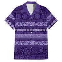 Fiji Marau na Kerisimasi Family Matching Off The Shoulder Long Sleeve Dress and Hawaiian Shirt Purple Tapa Masi Inspired Christmas LT9 Dad's Shirt - Short Sleeve Purple - Polynesian Pride