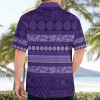 Fiji Marau na Kerisimasi Hawaiian Shirt Purple Tapa Masi Inspired Christmas - Polynesian Pride