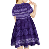 Fiji Marau na Kerisimasi Kid Short Sleeve Dress Purple Tapa Masi Inspired Christmas - Polynesian Pride