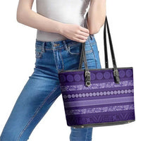 Fiji Marau na Kerisimasi Leather Tote Bag Purple Tapa Masi Inspired Christmas - Polynesian Pride