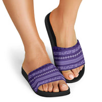 Fiji Marau na Kerisimasi Slide Sandals Purple Tapa Masi Inspired Christmas - Polynesian Pride