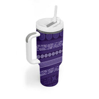 Fiji Marau na Kerisimasi Tumbler With Handle Purple Tapa Masi Inspired Christmas - Polynesian Pride