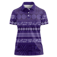 Fiji Marau na Kerisimasi Women Polo Shirt Purple Tapa Masi Inspired Christmas LT9 Female Purple - Polynesian Pride