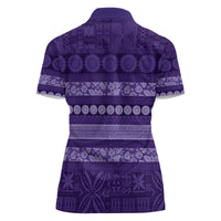 Fiji Marau na Kerisimasi Women Polo Shirt Purple Tapa Masi Inspired Christmas LT9 - Polynesian Pride