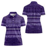 Fiji Marau na Kerisimasi Women Polo Shirt Purple Tapa Masi Inspired Christmas LT9 - Polynesian Pride