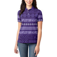 Fiji Marau na Kerisimasi Women Polo Shirt Purple Tapa Masi Inspired Christmas LT9 - Polynesian Pride