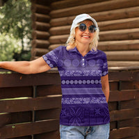 Fiji Marau na Kerisimasi Women Polo Shirt Purple Tapa Masi Inspired Christmas LT9 - Polynesian Pride
